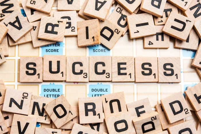 Word SUCCESS in Scrabble Letters