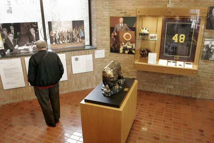 A man looks at exhibits at the Gerald R. Ford Presidential Library December 28, 2006 in Ann Arbor, Michigan.