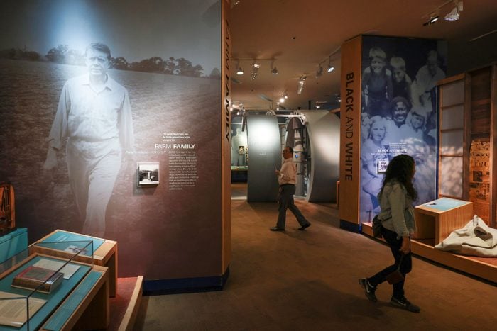 Visitors tour exhibits related to the life of former U.S. President Jimmy Carter at the Jimmy Carter Library and Museum February 23, 2023 in Atlanta, Georgia