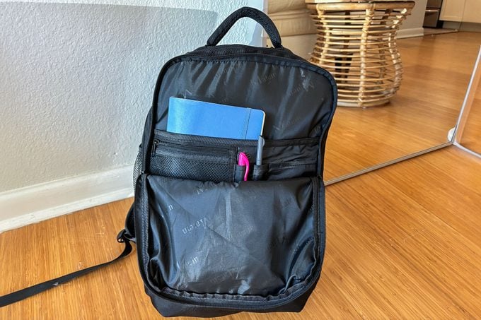 Front pocket of backpack open 